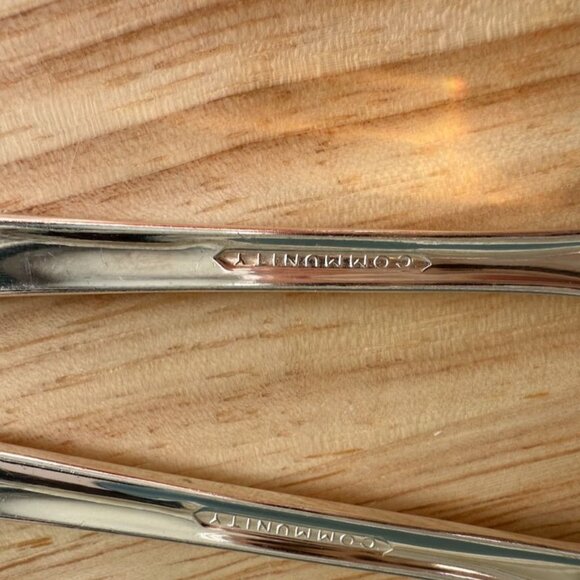 Oneida Evening Star Salad Forks Set Of 6 1950s Floral Pattern 6.75" Silver Plate - Picture 8 of 10